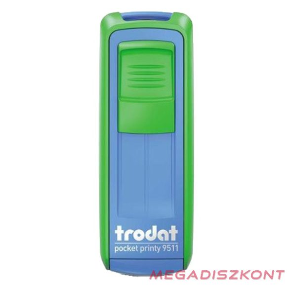 Bélyegző TRODAT Pocket Printy 9511 zseb kék/zöld ház fekete párna