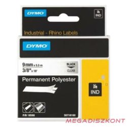  Feliratozó szalag DYMO ID1 9mm x 5,5m poliészter átlátszó alapon fekete írásszín