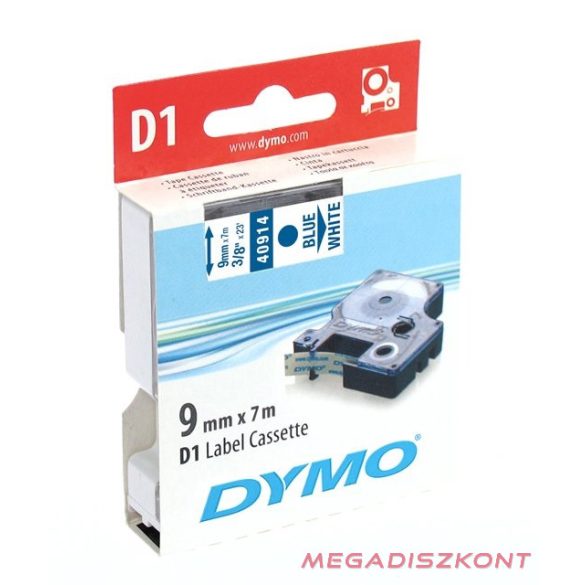 Feliratozó szalag DYMO D1 9mm x 7m fehér alapon kék írásszín