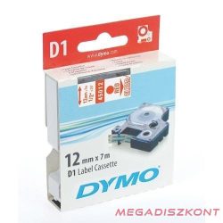   Feliratozó szalag DYMO D1 12mm x 7m átlátszó alapon piros írásszín