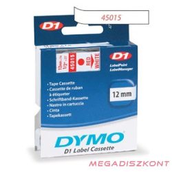   Feliratozó szalag DYMO D1 12mm x 7m fehér alapon piros írásszín