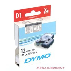   Feliratozó szalag DYMO D1 12mm x 7m átlátszó alapon fehér írásszín