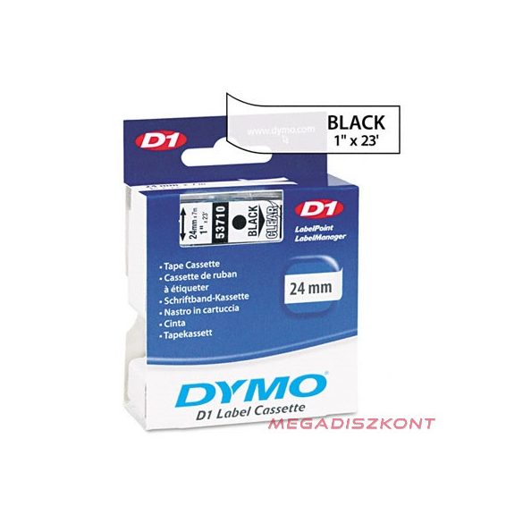 Feliratozó szalag DYMO D1 24mm x 7m átlátszó alapon fekete írásszín