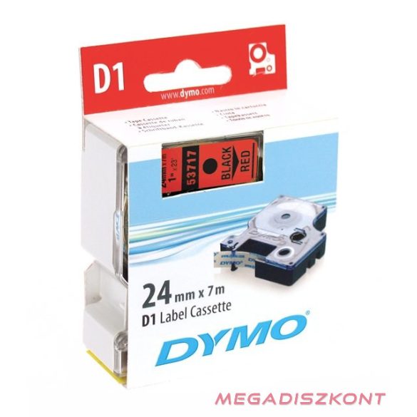 Feliratozó szalag DYMO D1 24mm x 7m piros alapon fekete írásszín