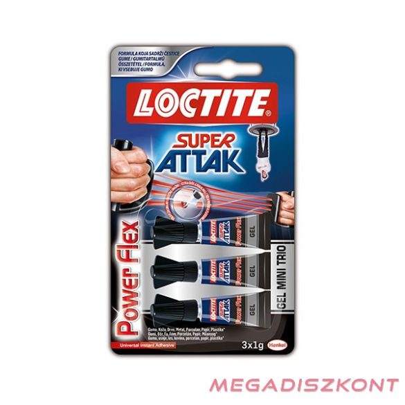 Pillanatragasztó HENKEL Loctite Super Attack Power Flex mini trio 1 g