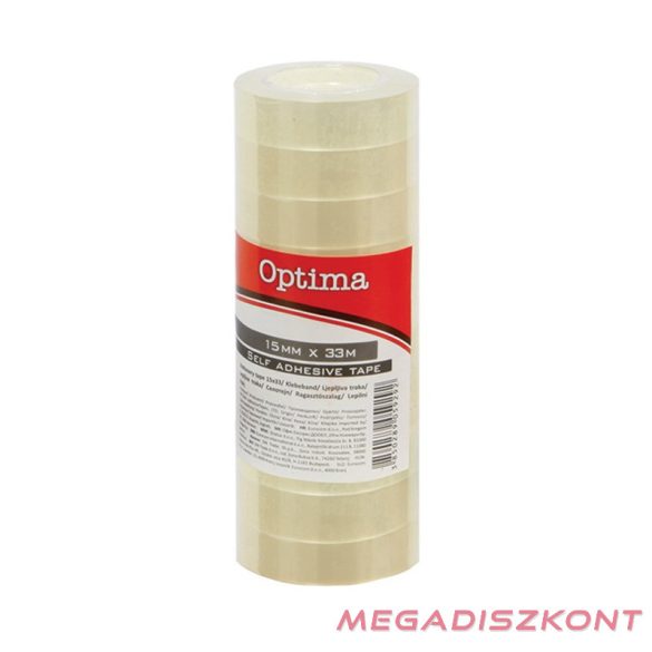 Ragasztószalag OPTIMA víztiszta 15mmx33m átlátszó 10 darabos