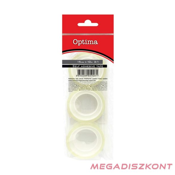 Ragasztószalag OPTIMA víztiszta 15mmx10m átlátszó 3 darabos
