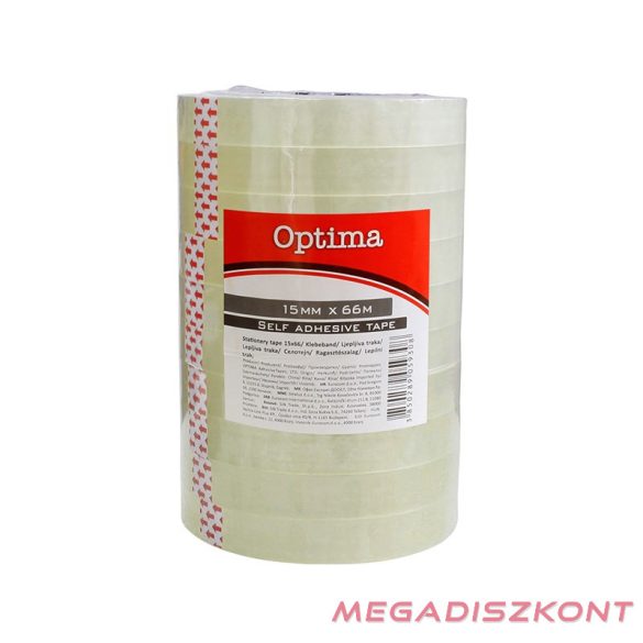 Ragasztószalag OPTIMA víztiszta 15mmx66m átlátszó 10 darabos
