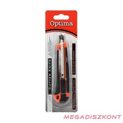   Univerzális vágókés OPTIMA műanyag test gumi fógó rész fém sínnel 9mm fekete piros