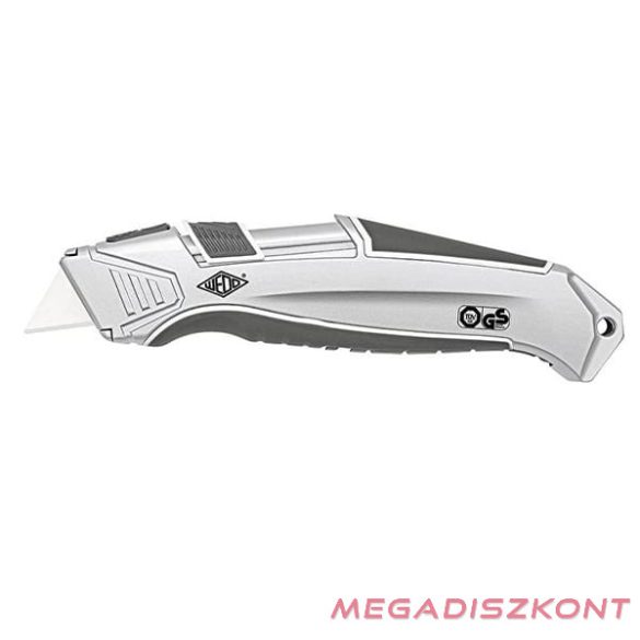 Univerzális vágókés WEDO 18 mm biztonsági 16,5 cm fém test gumi fogórész fém sínnel kerámia pót pengével