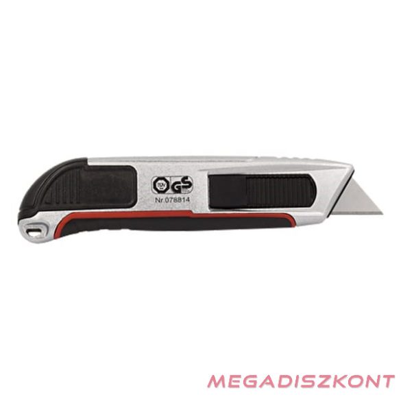 Univerzális vágókés WEDO 18 mm biztonsági 15 cm fém test gumi fogórész fém sínnel rövid pót pengével