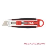 Univerzális vágókés WEDO 18 mm biztonsági 13,6 cm fém test gumi fogórész fém sínnel piros rövid pengével