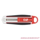 Univerzális vágókés WEDO 18 mm biztonsági 13,6 cm fém test gumi fogórész fém sínnel piros rövid pengével