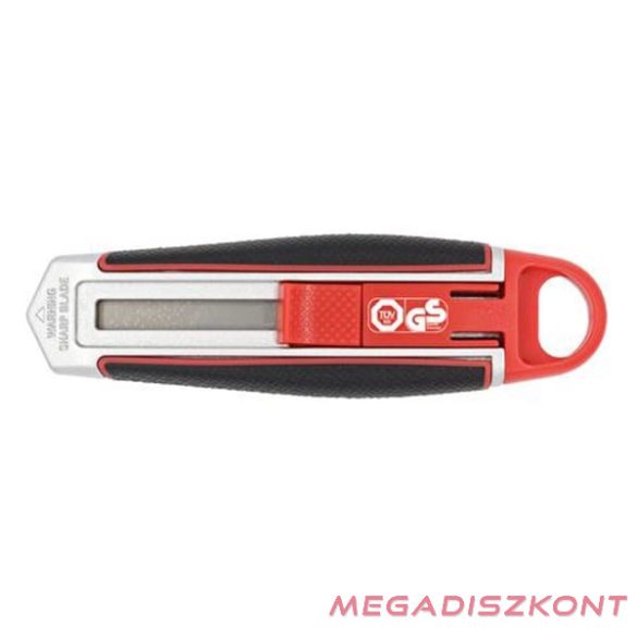 Univerzális vágókés WEDO 18 mm biztonsági 13,6 cm fém test gumi fogórész fém sínnel piros rövid pengével