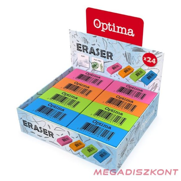 Radír OPTIMA neon 24 darabos