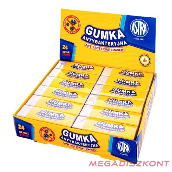 Radír ASTRA antibakteriális 60x20x11 mm fehér