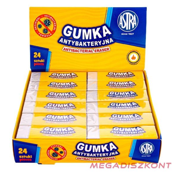 Radír ASTRA antibakteriális 60x20x11 mm fehér