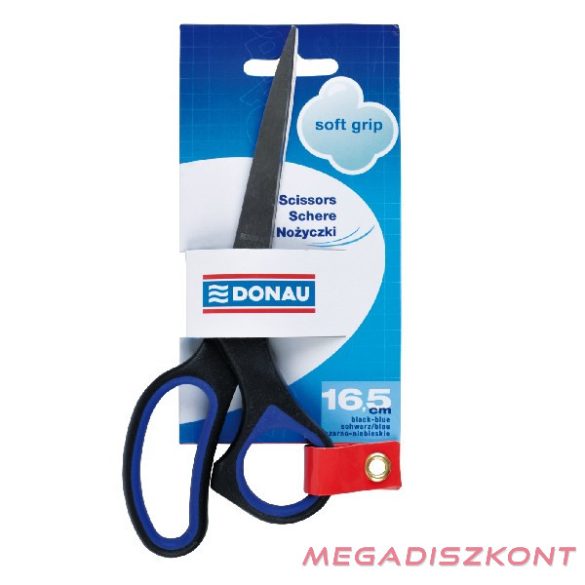 Olló irodai DONAU Soft Grip 16,5cm fekete-kék