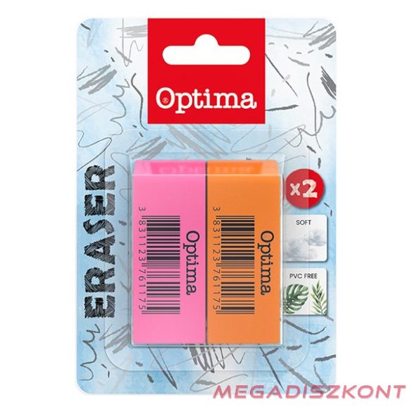 Radír OPTIMA neon 2db/bliszter