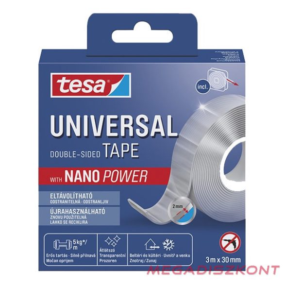 Ragasztószalag kétoldalas TESA 55810 30 mm x 3 m Nano Power