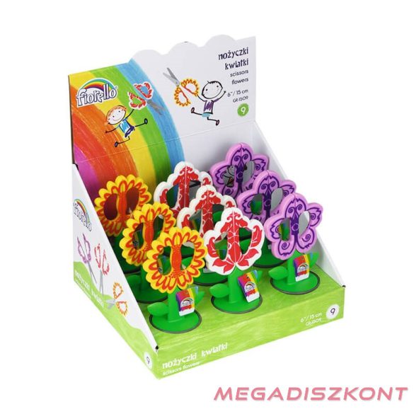 Olló iskolai FIORELLO GR-1509 virágos fogó rész kerekített 15cm