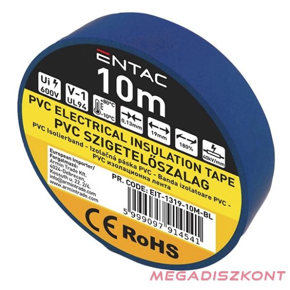 Szigetelőszalag ENTAC 19mmx10m kék