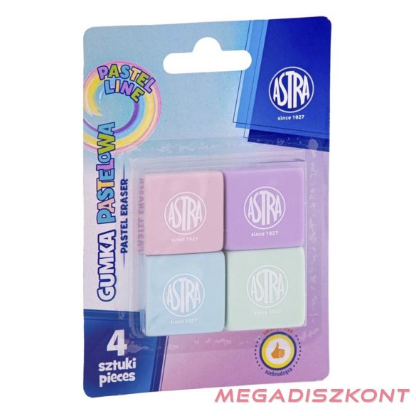 Radír ASTRA pasztell 4 darab/bliszter