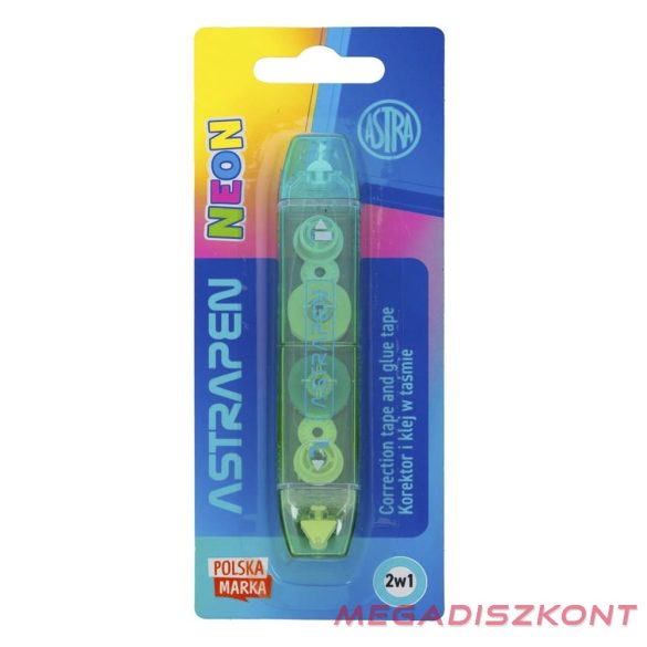 Hibajavító roller és ragasztó roller ASTRA PEN 2in1 neon