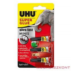 Pillanatragasztó UHU Super Glue Mini 1 gr 3 db/bliszter