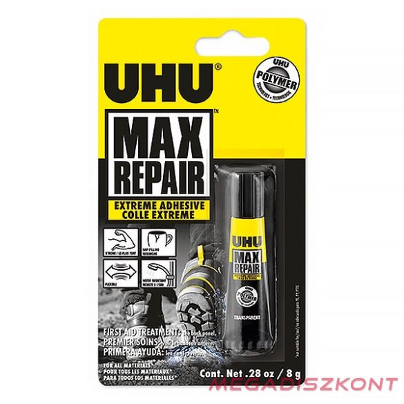 Ragasztó folyékony UHU Max Repair univerzális 8 gr