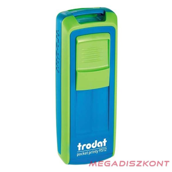 Bélyegző TRODAT Pocket Printy 9512 zseb kék/zöld ház fekete párna