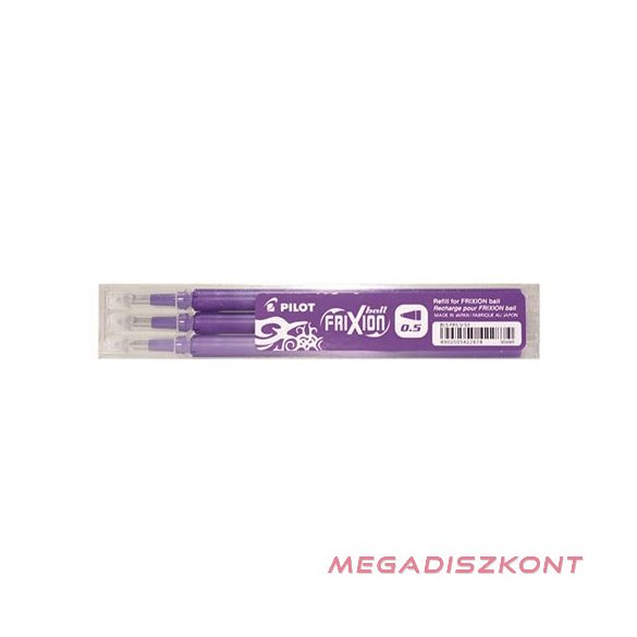 Tollbetét roller PILOT Frixion Clicker/Ball radírozható 0,25 mm lila 3 darabos