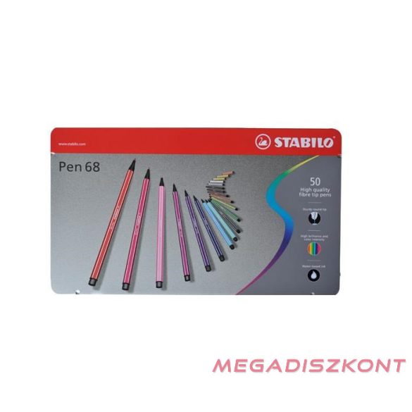 Filctoll STABILO Pen 68 50 darabos fém dobozban