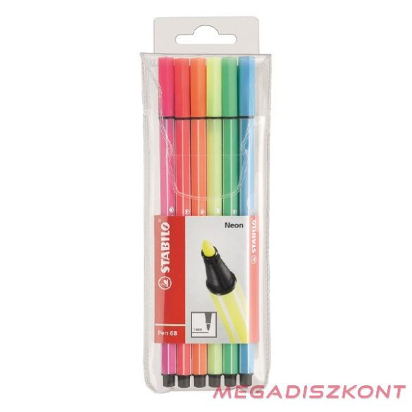 Filctoll STABILO Pen 68 neon 6 darabos