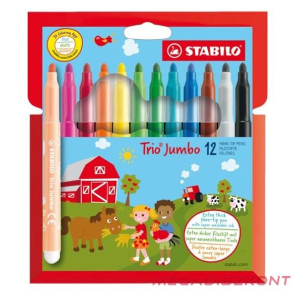 Filctoll STABILO Trio Jumbo 12 darabos