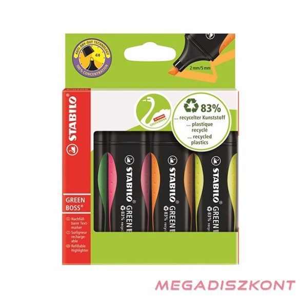 Szövegkiemelő STABILO Green Boss 4 darabos környezetbarát