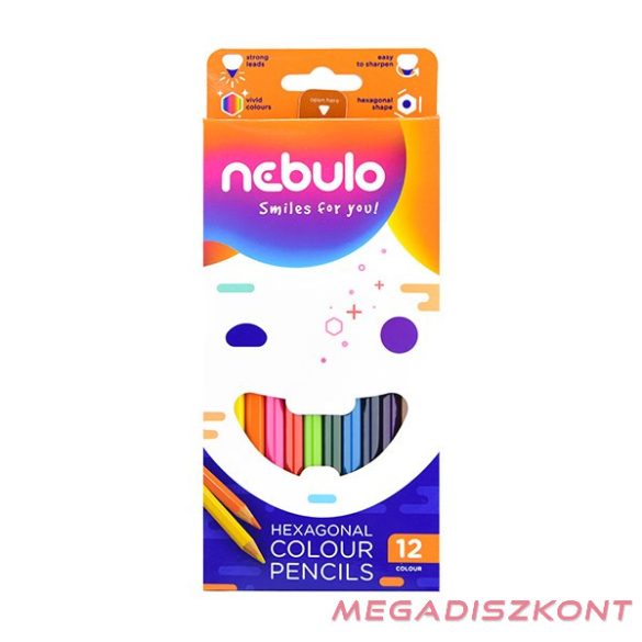 Színes ceruza NEBULO hatszögletű 12 darabos
