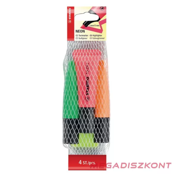 Szövegkiemelő készlet STABILO neon 4 darabos