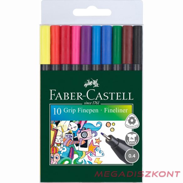 Filctoll FABER-CASTELL Grip 0,4 mm 10 darabos