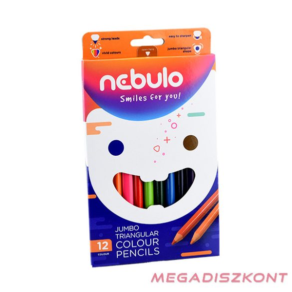 Színes ceruza NEBULO Jumbo háromszögletű 12 darabos