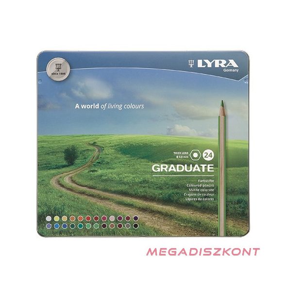 Színes ceruza LYRA Graduate hatszögletű fémdobozos 24 darabos