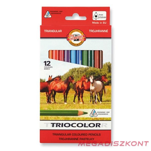 Színes ceruza KOH-I-NOOR 3142 Tricolor háromszögletű vastag lovak 12 darabos