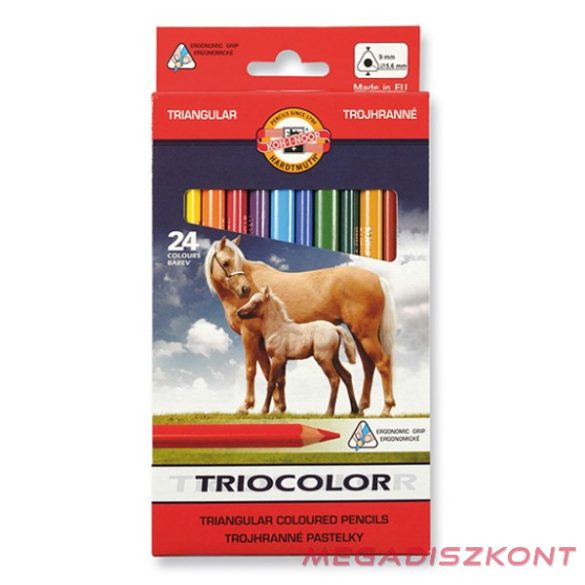 Színes ceruza KOH-I-NOOR 3144 Tricolor háromszögletű vastag lovak 24 darabos