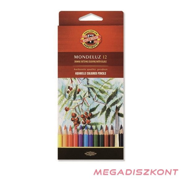 Színes ceruza KOH-I-NOOR 3710 Mondeluz Aquarell hatszögletű 12 darabos