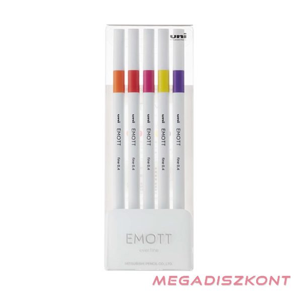 Tűfilc UNI EMOTT 5 darabos 0,4mm (narancs, cinóber, pink, citromsárga, fukszia)