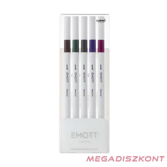 Tűfilc UNI EMOTT 5 darabos 0,4mm (sötétbarna, khaki,  szürke, lila, ametiszt)