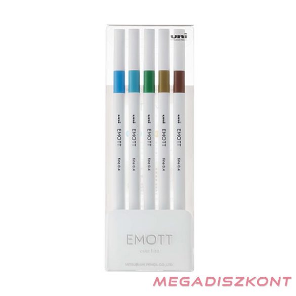 Tűfilc UNI EMOTT 5 darabos 0,4mm (égkék, türkiz, pálmazöld, sötétsárga, barna)