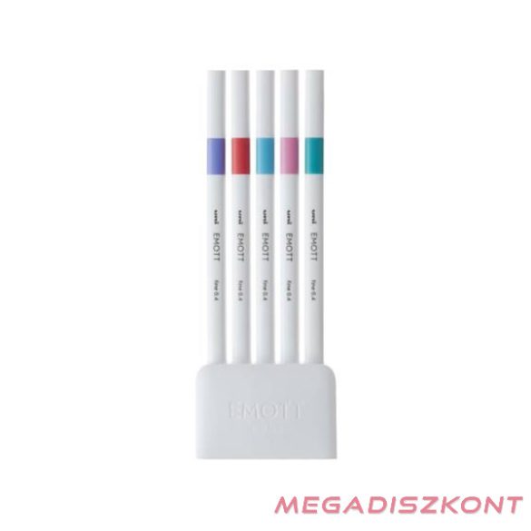Tűfilc UNI EMOTT 5 darabos 0,4mm (világoslila, korall piros, világoskék, világosrózsaszín, smaragdzöld)