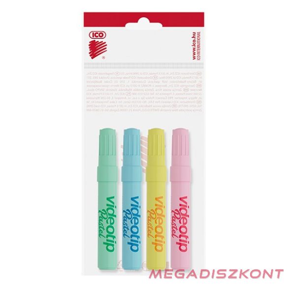 Szövegkiemelő ICO Videotip pasztell 4 szín bliszteres