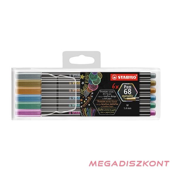 Filctoll STABILO Pen 68 metallic 6 darabos